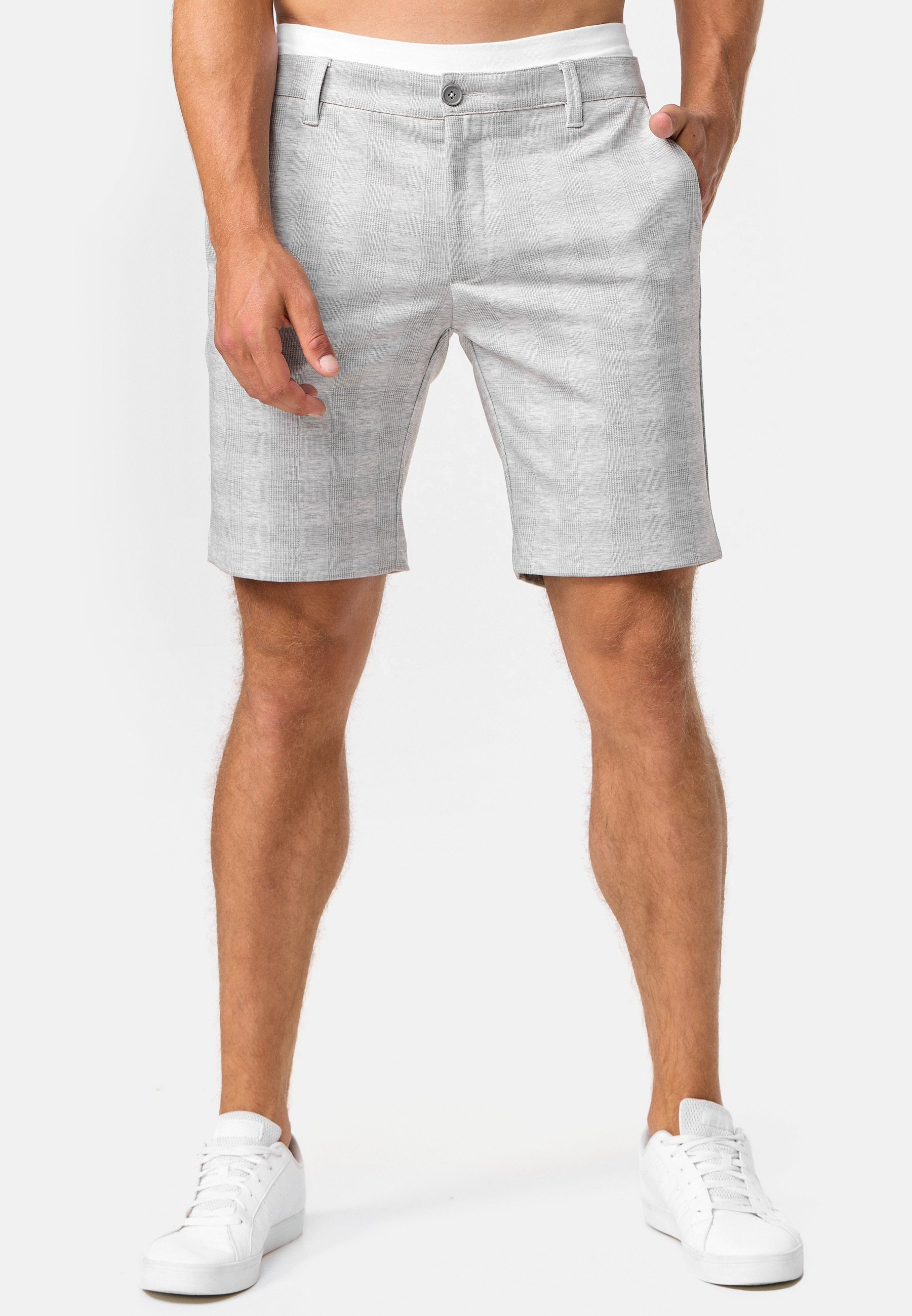 Indicode Chinoshorts Aalborg Check Grey