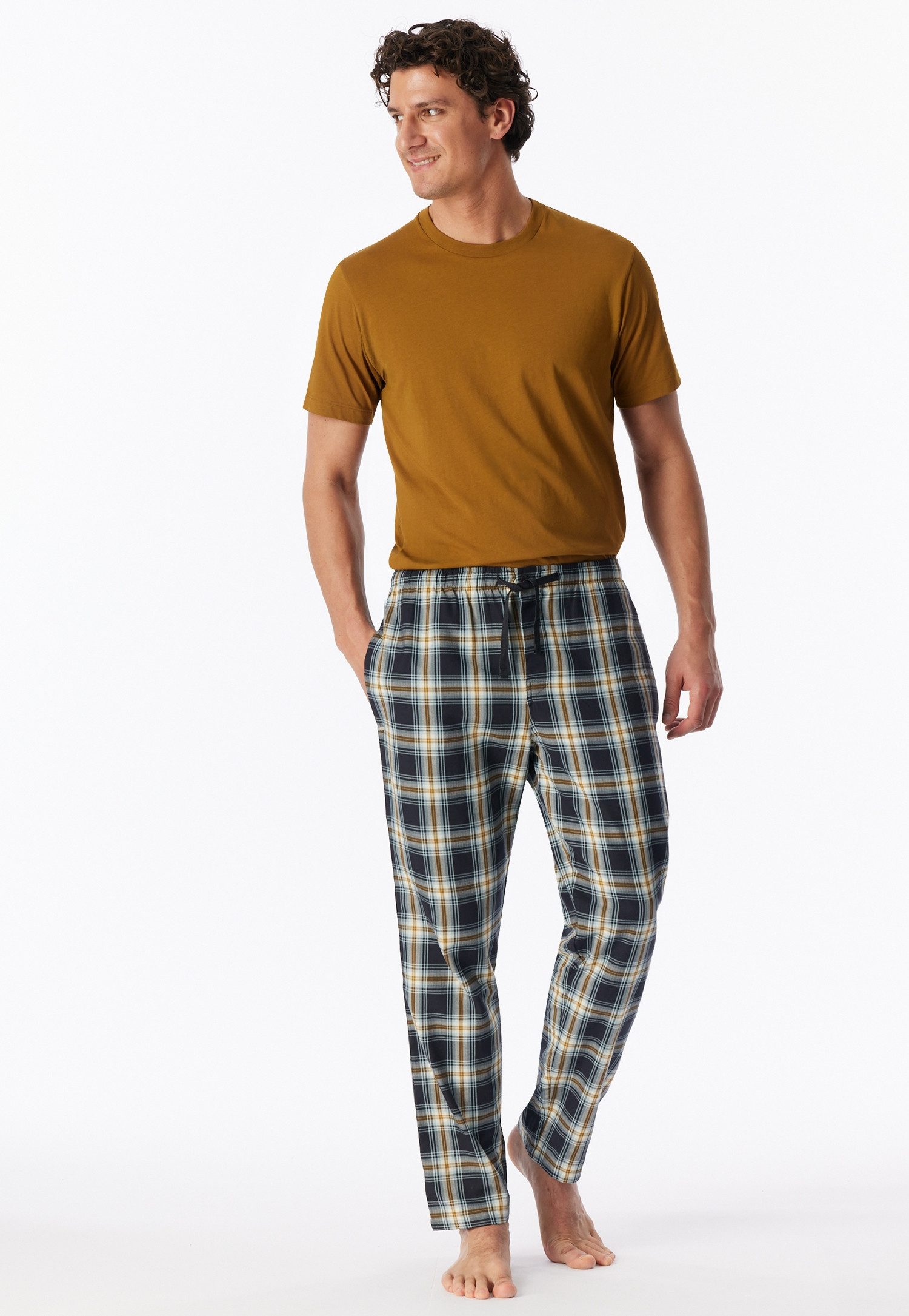 Schiesser Pyjamahose Mix + Relax funktionale Knopfleiste, Bindeband, seitliche Taschen