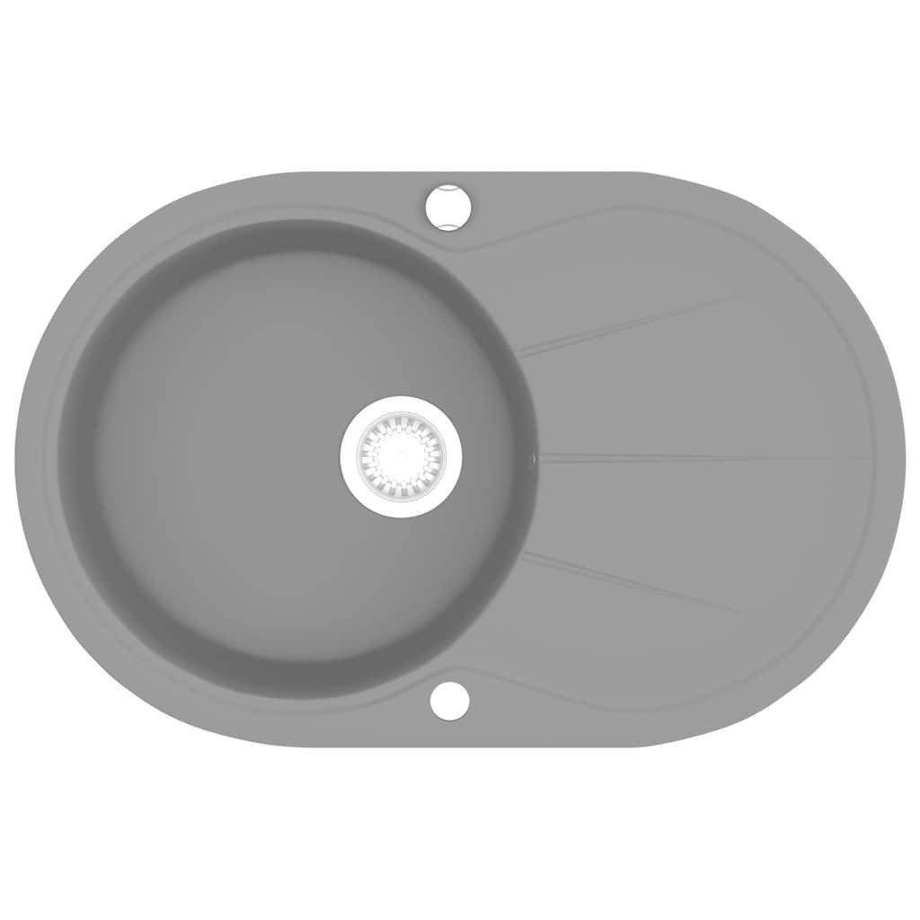 vidaXL Granitspüle Granitspüle Einzelbecken Oval Grau, 50/78 cm
