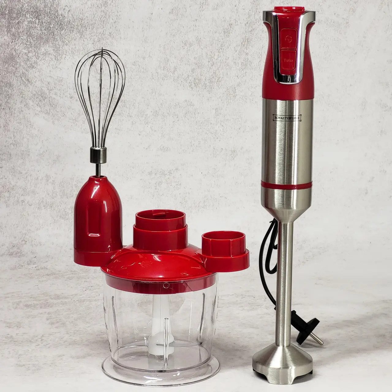 Royalty Line Stabmixer 3-in-1-Stabmixer Pürierstab Zerkleinerer Mixstab rot Royalty Line