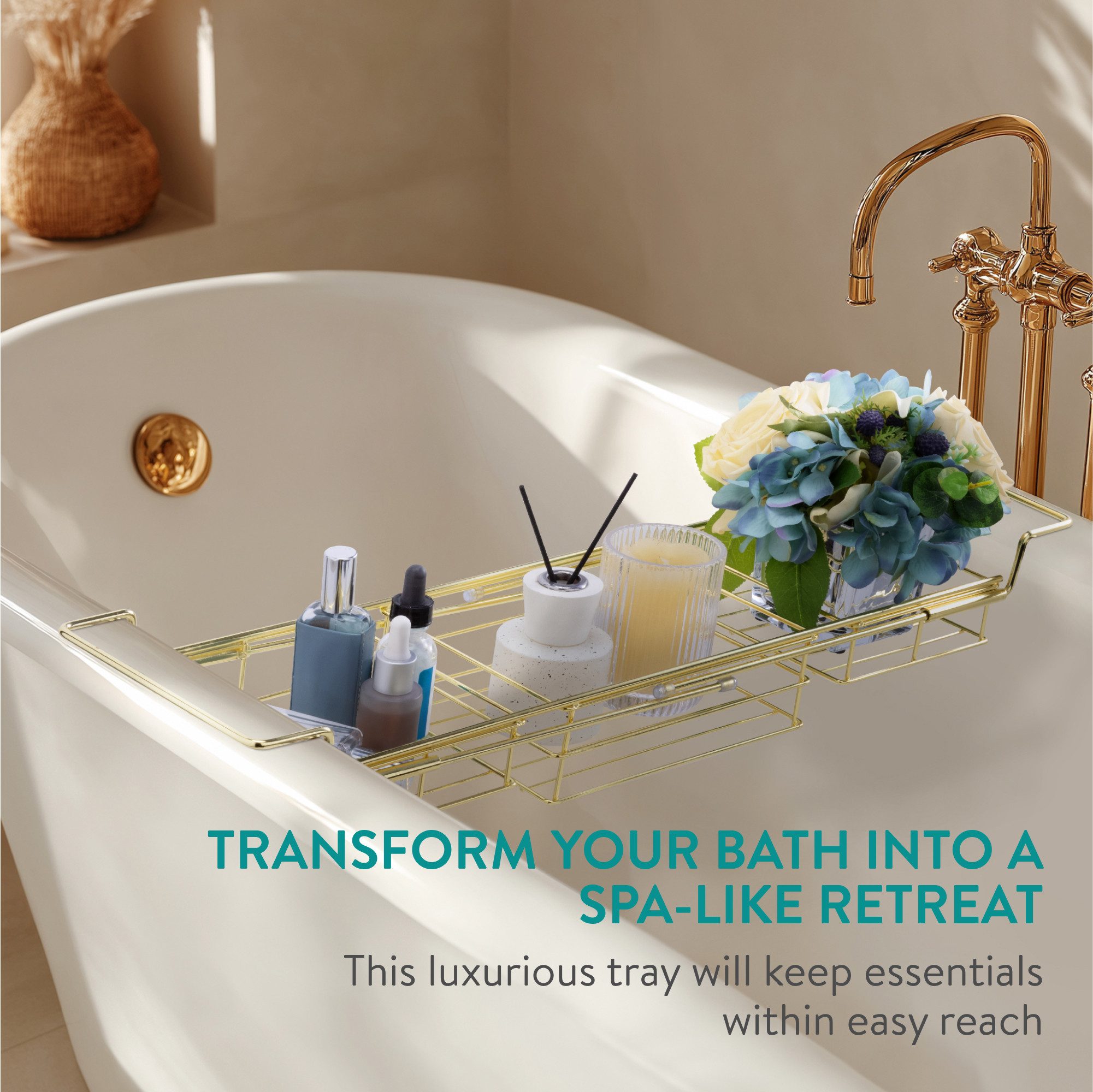 Navaris Badewannenablage Goldene Badewannenablage - Luxuriöses und schlanke günstig online kaufen