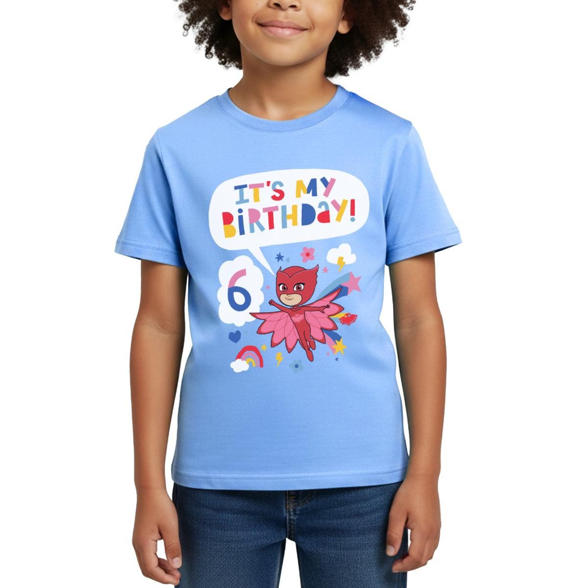 T-Shirt PJ Masks Eulette Geburtstags Design 6. Geburtstag Kinder T-Shirt
