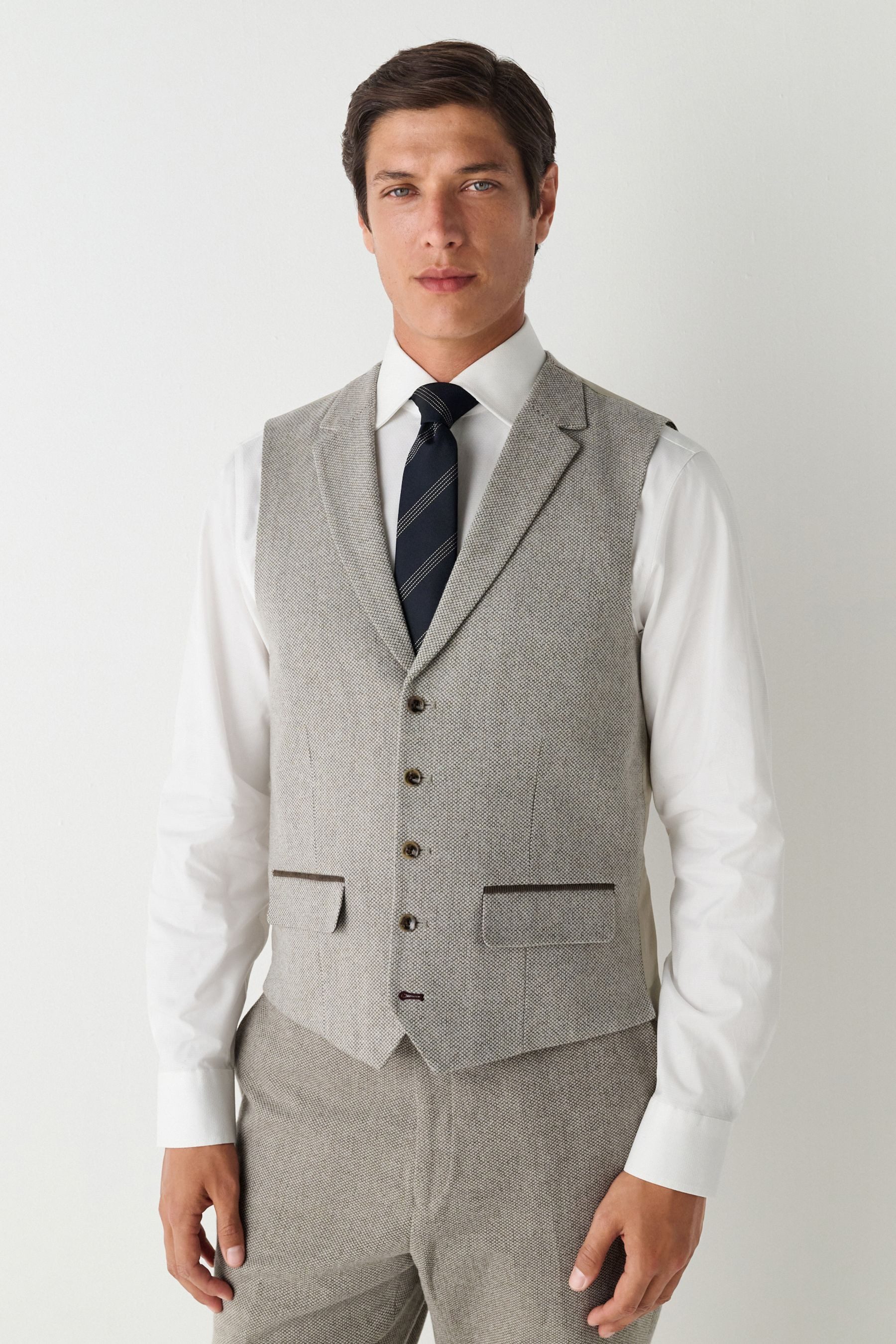 Next Anzugweste Slim Fit Anzugsakko aus strukturiertem Wollgemisch (1-tlg)