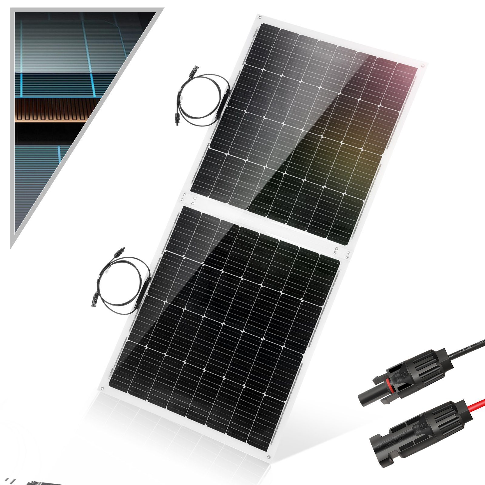 iscooter Solarmodul Profi 200 Watt Wohnwagen, Solar, Balkon Monokristallin 1 für Biegbar Solarpanel Camping, Solarmodul 200W Solarpanel Mono-Schindelzellen