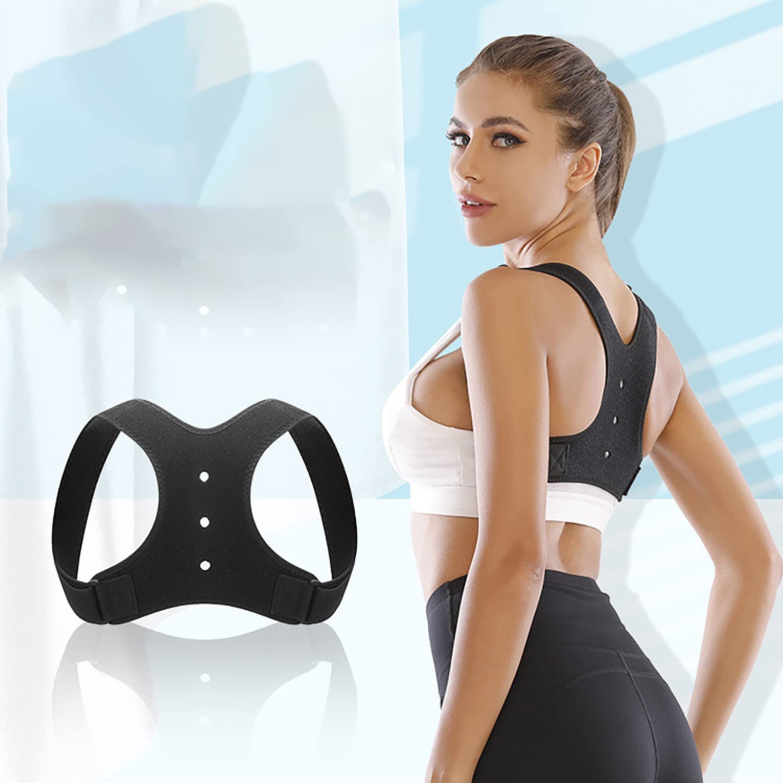 CALIYO Rückenbandage Rücken Geradehalter bodydynamisch, Haltungskorrektur für Damen & Herren mit elastischen Bewegungsbändern (L), Schulter, Nacken