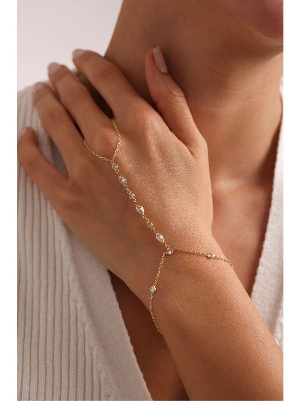 Nisan Ketten und Armband Set, Silber-Handkette, weißen Tropfen-Zirkonia, el günstig online kaufen