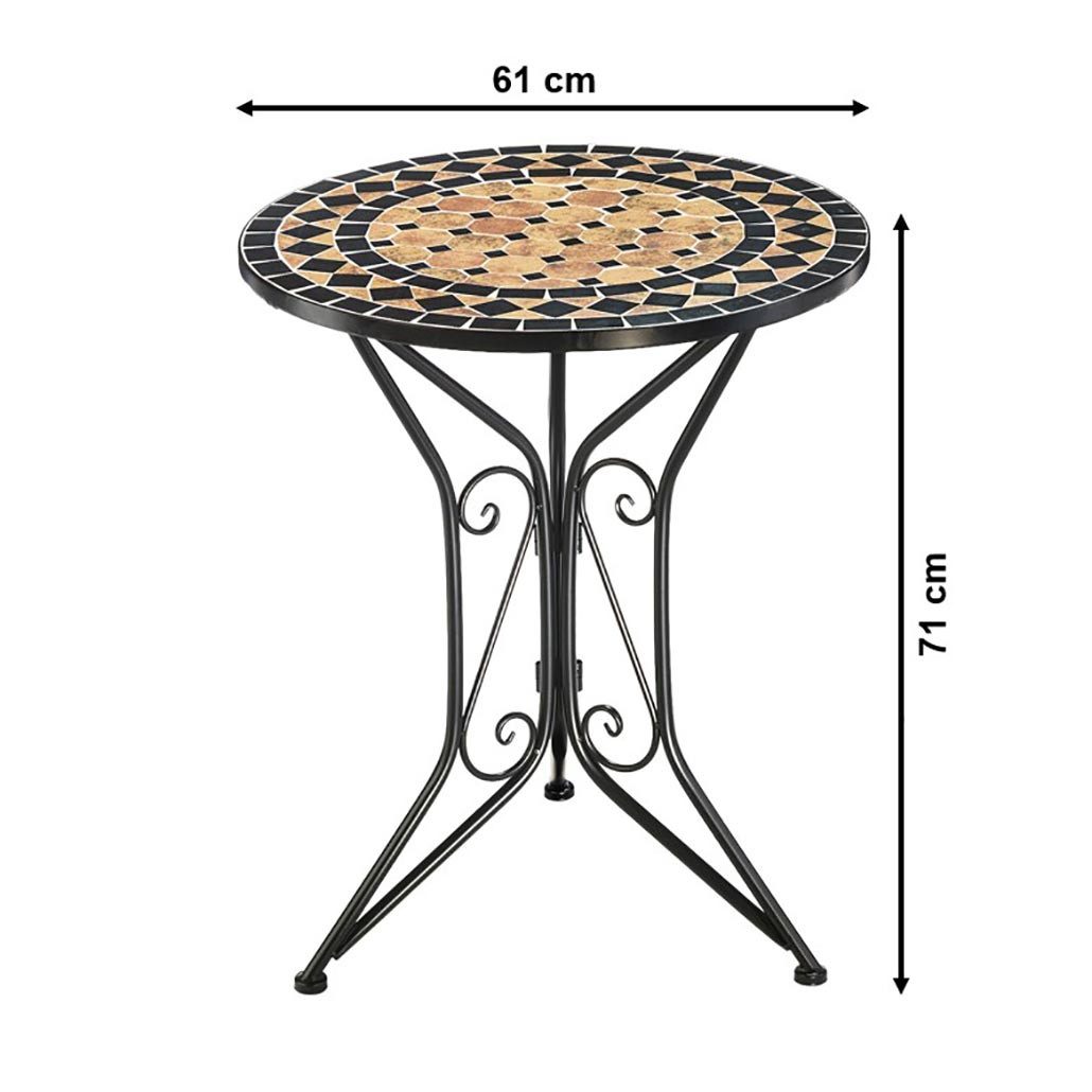 Kobolo Beistelltisch Gartentisch Tisch Esstisch Mediterran mit Platte mit Mosaik (kombinierbar, 1-St., 1 Tisch), Höhe 71 cm Durchmesser 61 cm