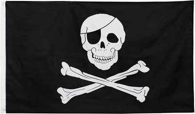 BRUBAKER Fahne Piratenflagge Totenkopf - Fahne Piraten (1-St), Skull & Bones Piratenfahne Flagge - Große Hissfahne Pirat 150 x 90 cm