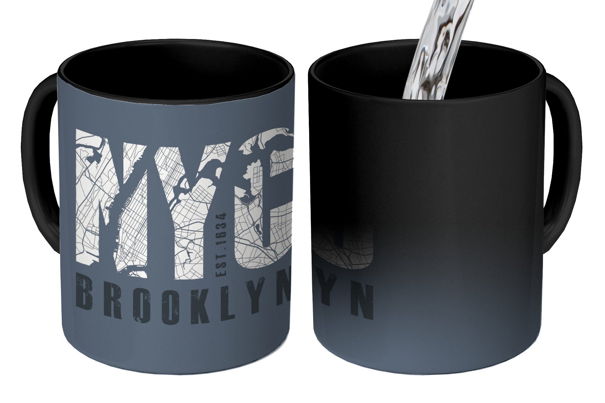 Brooklyn Kaffeetassen, Zaubertasse, Teetasse, Farbwechsel, New Keramik, Geschenk - York NYC, - Tasse MuchoWow
