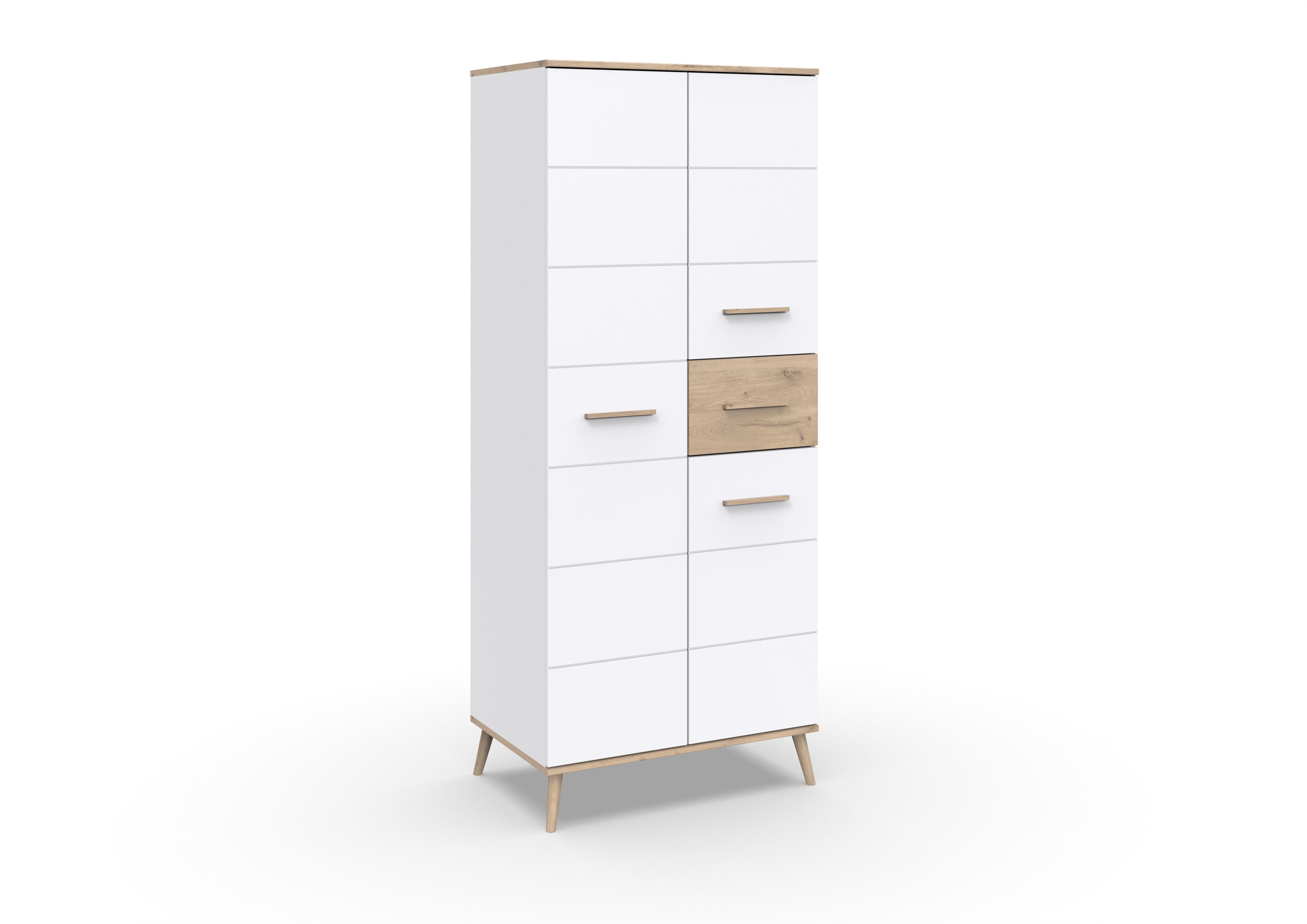 möbel-direkt.de Drehtürenschrank Fehmarn in Weiß/Viking Oak (komplett, 1-St., Kleiderschrank) Made in Germany, Soft-Close