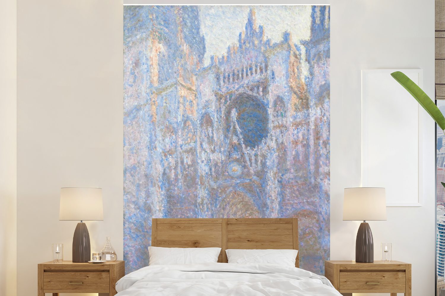 Kathedrale für Fototapete Matt, St), von - Montagefertig Monet, MuchoWow Wohnzimmer, bedruckt, von Rouen Tapete Claude Vinyl Gemälde Wandtapete (3