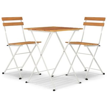 vidaXL Gartenlounge-Set 3-tlg. Bistro-Set Klappbar Massivholz Akazie und Stahl, (3-tlg)