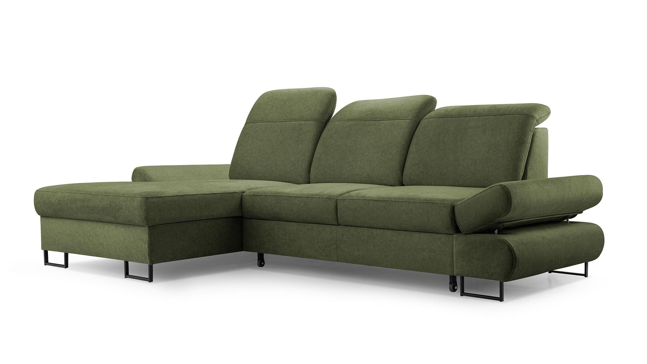 Beautysofa Ecksofa KARO L mit Schlaffunktion, mit Bettkasten, Schlaffunktion, automatischer Mechanismus zum Öffnen des Bettkasten