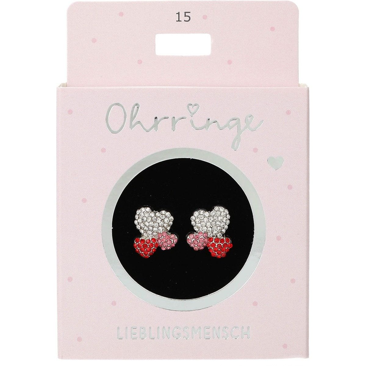Depesche Ohrring und Ketten Set DEPESCHE Ohrringe Glitzer 3 Herzen Lieblingsmensch Nr. 15