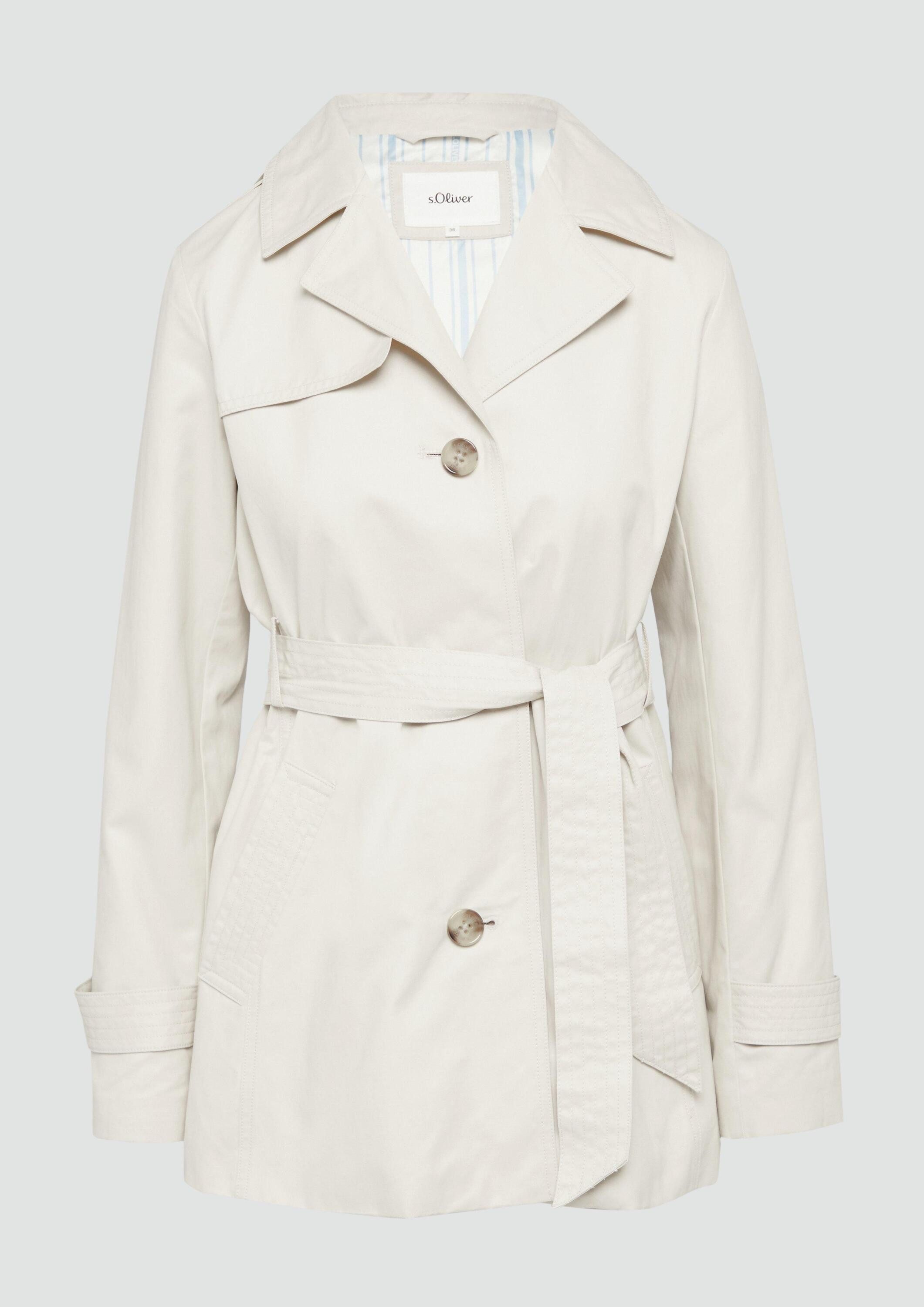 s.Oliver Funktionsjacke Outdoor-Jacke Kurzer Trench mit Gürtel