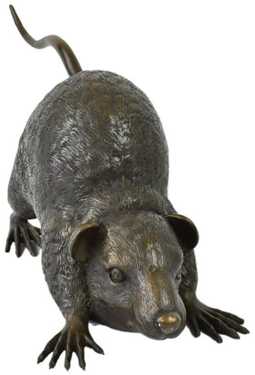 Dekofigur Casa Padrino Luxus Deko Skulptur Ratte Bronze 58 x 22 x H. 30 cm - Bronze Deko Skulptur - Bronze Deko Figur - Schreibtisch Deko - Wohnzimmer Deko - Luxus Qualität