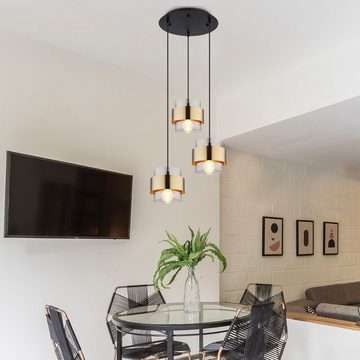 Globo Hängeleuchte Hängeleuchte Hängelampe Wohnzimmer Glas Metall schwarz 3 Flammig, flammig, Glas, Rauchglas, ohne Leuchtmittel, Lichtfarbe ist abhängig vom Leuchtmittel, Schlafzimmer, Esszimmer, Pendellampe, Pendelleuchte