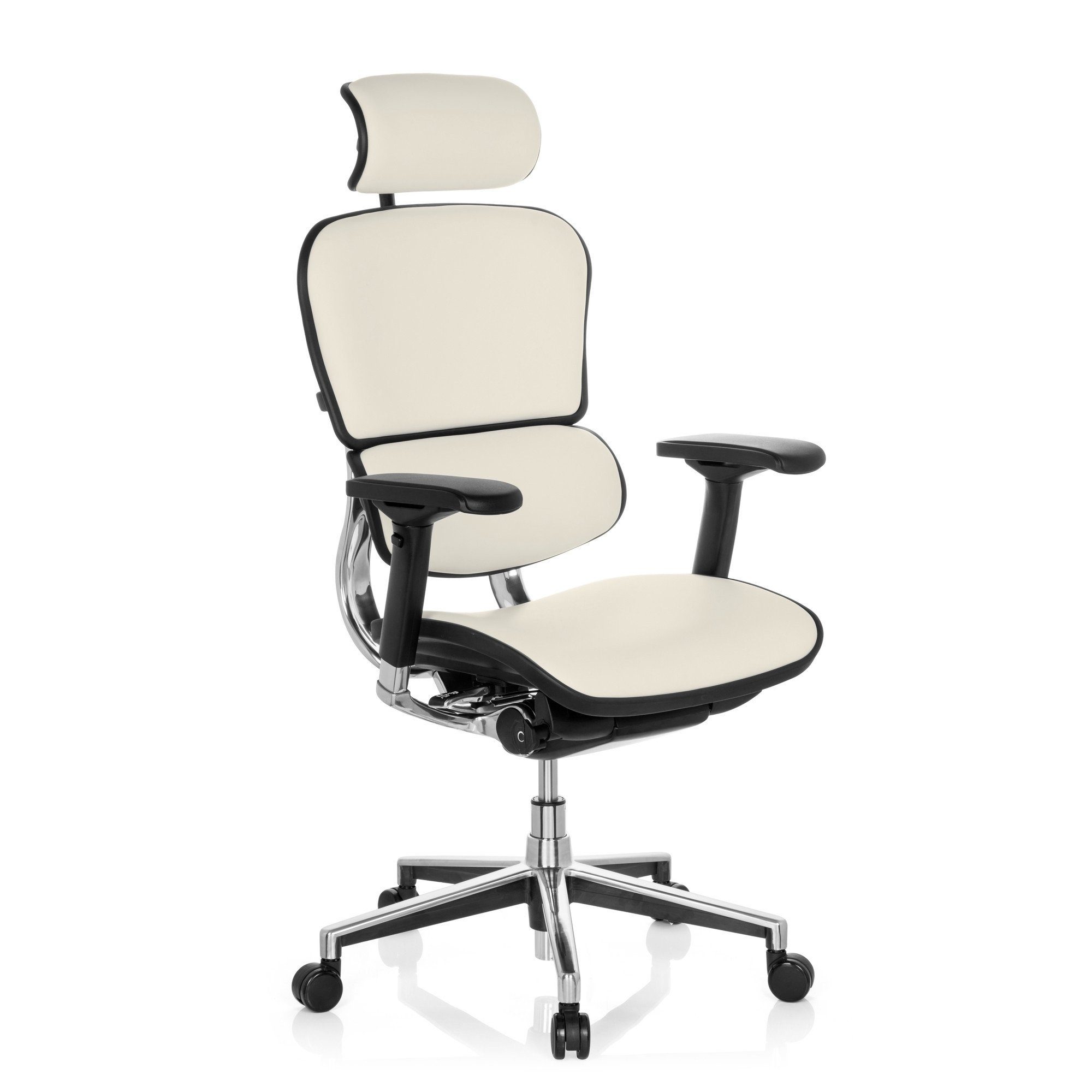 Weiß Drehstuhl ergonomisch Chefsessel hjh St), Leder OFFICE ERGOHUMAN Luxus Bürostuhl (1