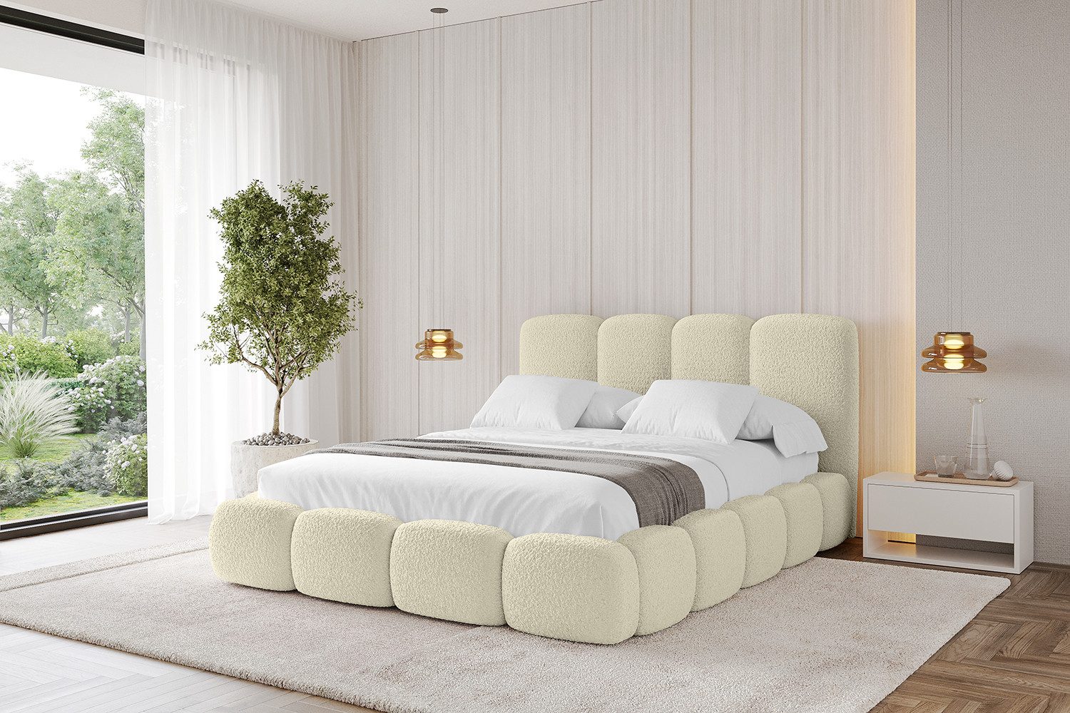 ALTDECOR Polsterbett KALA (Polsterbett mit Bettkasten und Lattenrost, Boxbett ohne Matratze), Doppelbett mit Stauraum, Bett mit Kopfteil