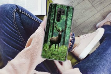 MuchoWow Handyhülle Hirsche - Wald - Bäume - Tiere - Natur, Phone Case, Handyhülle Xiaomi Redmi 9, Silikon, Schutzhülle