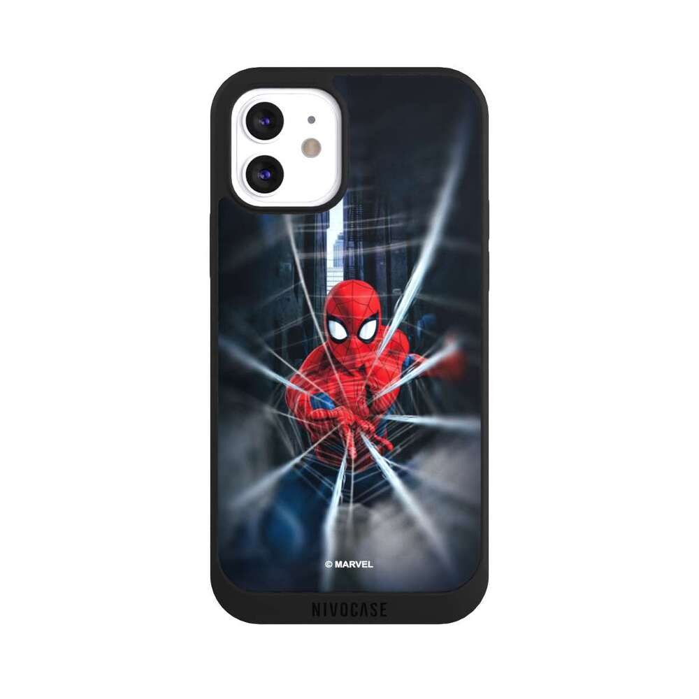 NIVOCASE Handyhülle Marvel Spider-Man Kinofilm Spider-Man Webs In Action, Apple iPhone 12 Handyhülle Hülle NIVOpure Case Schwarz