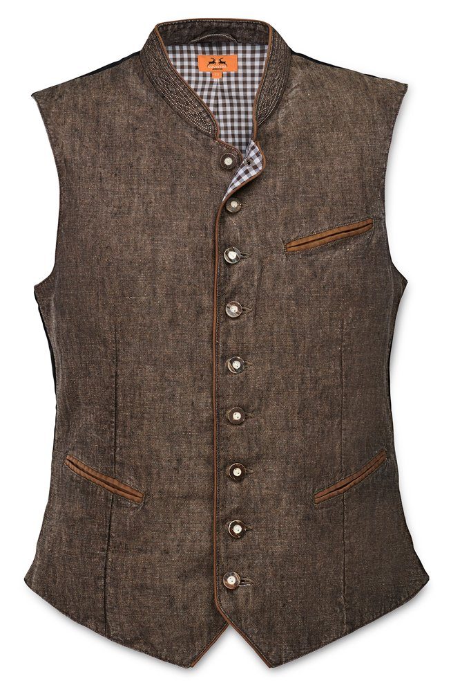 Trachtenweste Herren Braun - Wildleder-Optik Für Oktoberfest, Größen M-4XL