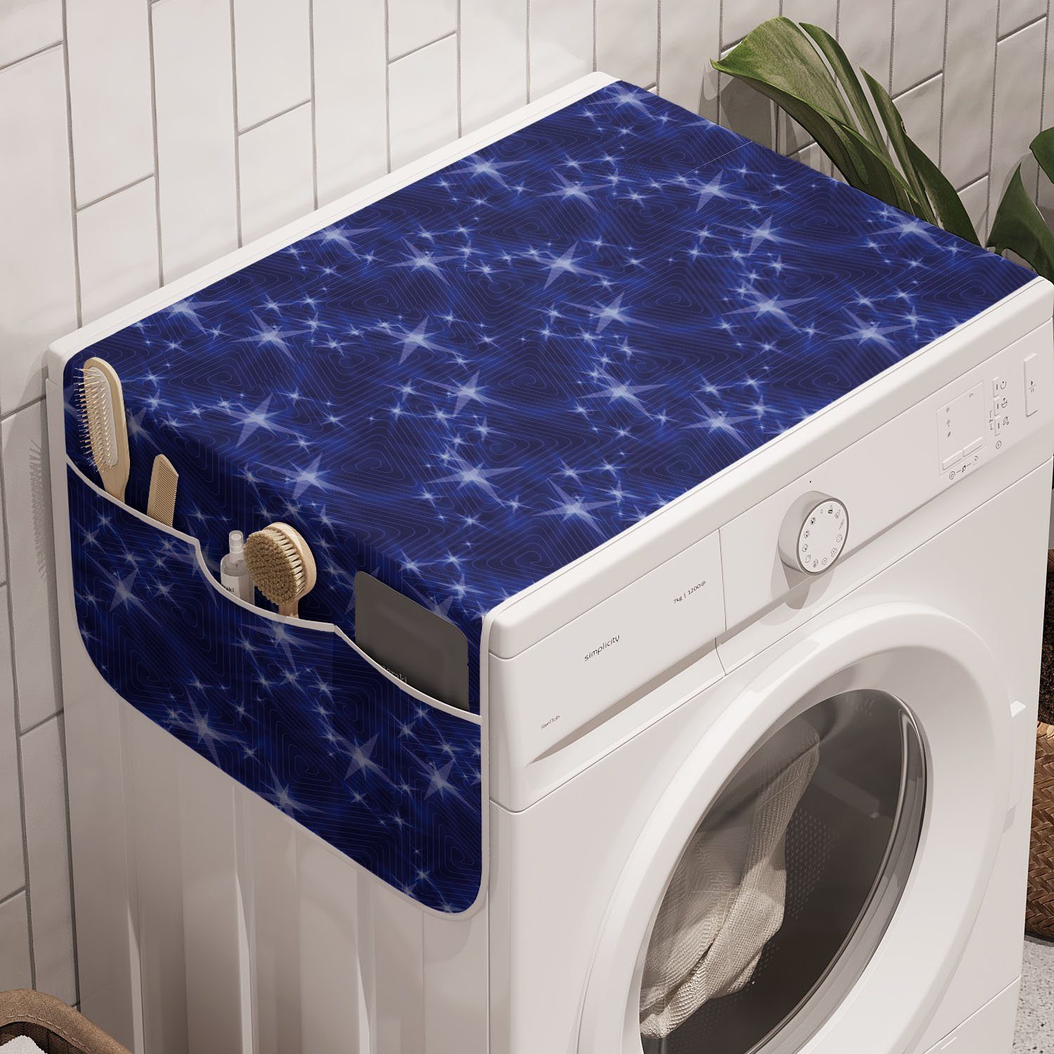 Trockner, Triangles Blauer Anti-Rutsch-Stoffabdeckung Waschmaschine Stripes Badorganizer und Sterne Himmel für Abakuhaus