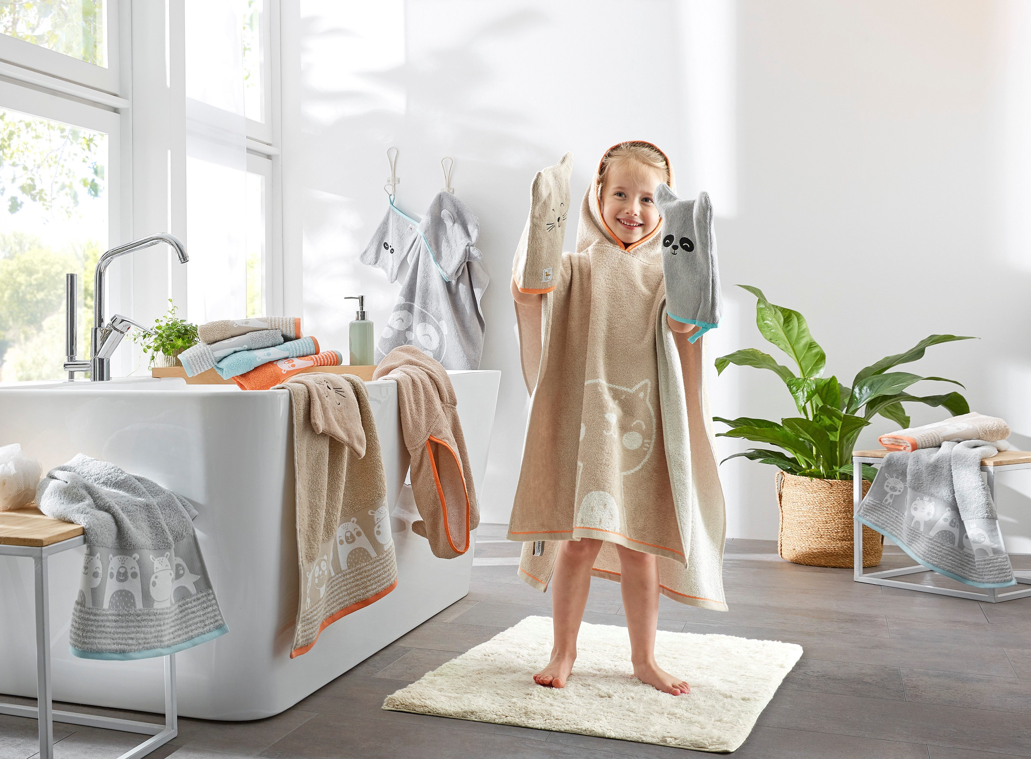 Dyckhoff Badeponcho Katze, Frottier, Kapuze, ohne
