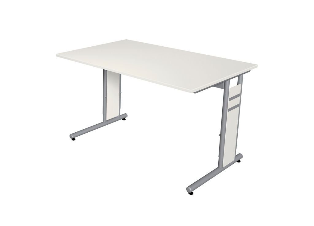 KERKMANN Schreibtisch, Form 4 Schreibtisch, manuell höheneinstellbar, Weiß