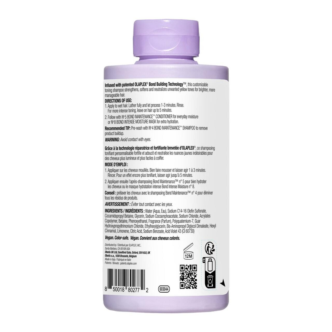 Olaplex Haarshampoo No.4P Blond Enhancer Toning Shampoo, Neutralisiert Gelbstiche – Violette Pigmente für e