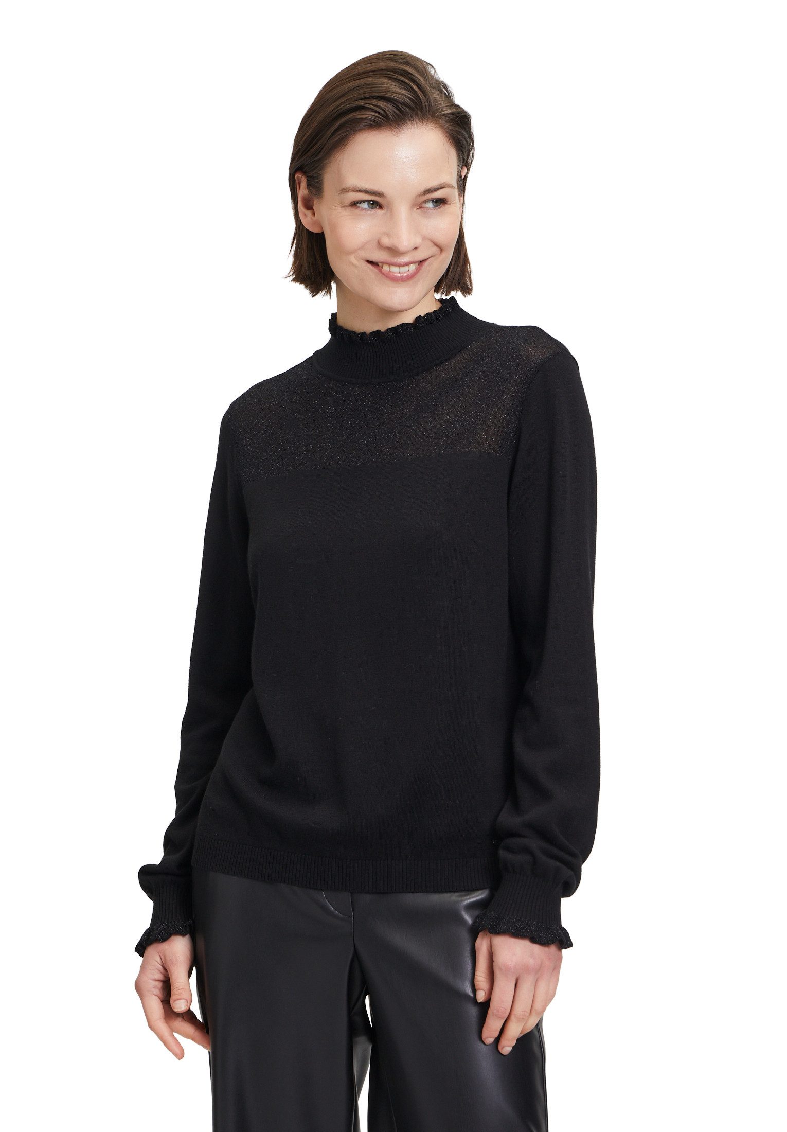 Betty&Co Strickpullover Betty & Co Strickpullover mit Lurexfaden (1-tlg) Volant