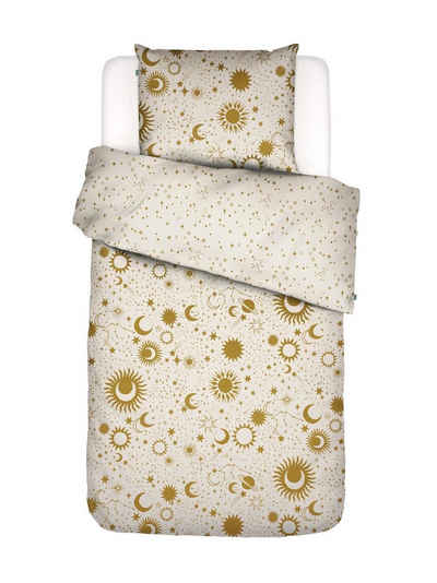 Bettwäsche Luna tic, Covers & Co, Baumwollmischung, 2 teilig, aus recyceltem Material mit Sterne & Planeten