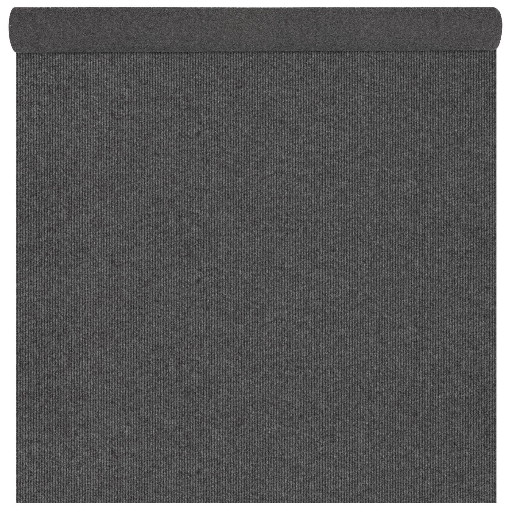 ANRO Teppich YULA Messeteppich Meterware Eventteppich Rips zuschneidbar Bfl-S1, Rechteckig, Höhe: 3 mm, schwer entflammbar Läufer 100x133cm Uni Grau