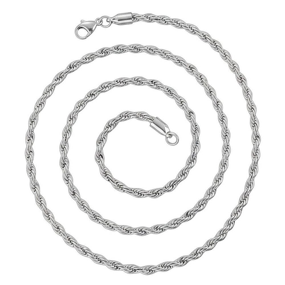 KARMA Edelstahlkette Halskette Silber Herren Edelstahl 55 cm Kette 3mm, 4 mm od. 6 mm (pflegeleicht rostfrei, 1-tlg., modern Geschenk für Ihn wasserfest hypoallergen), Herrenschmuck Männer Herrenhalskette