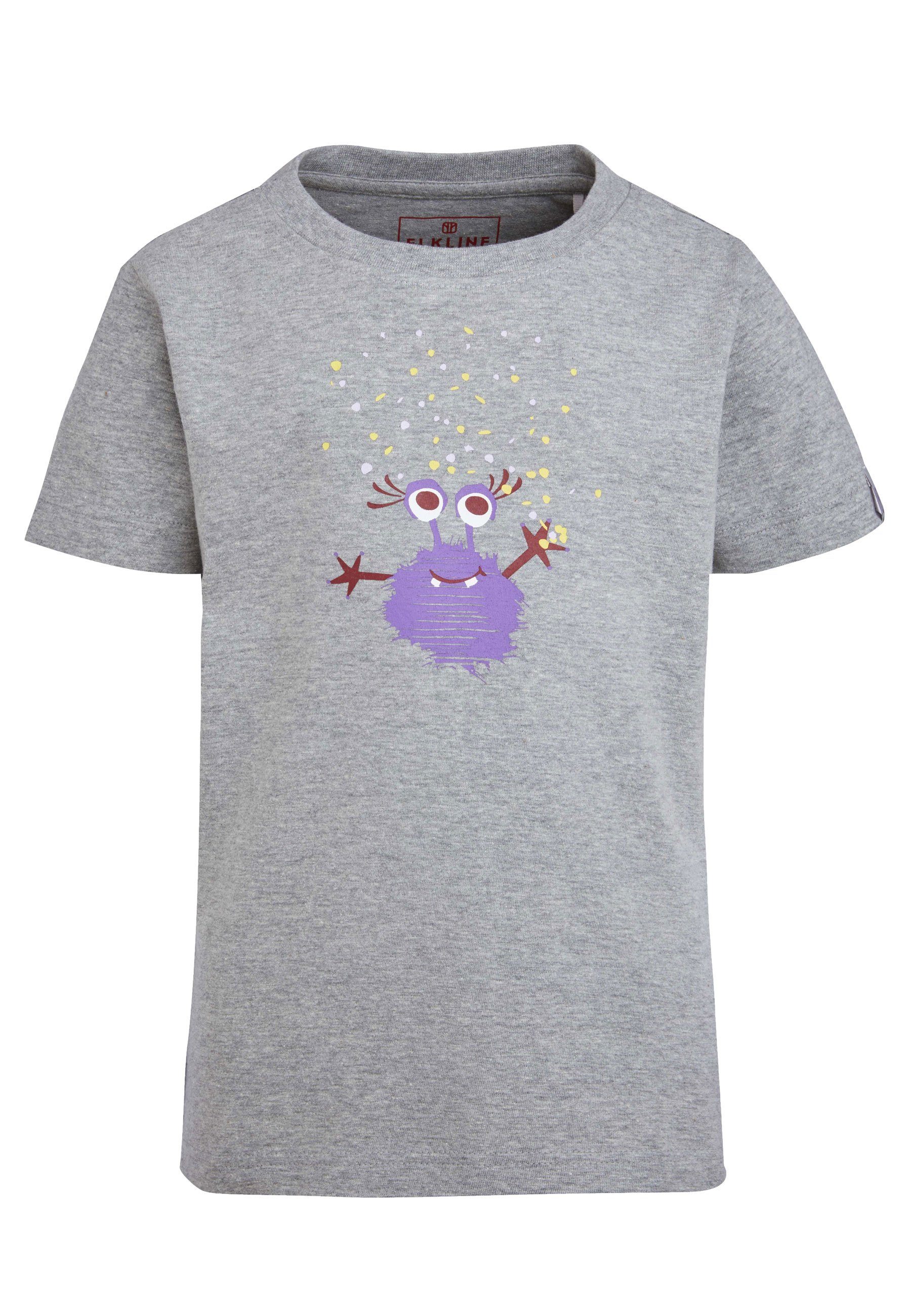 Print Monsterchen T-Shirt auf Brust der Elkline Comic greymelange