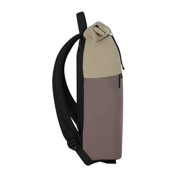 NEW REBELS Cityrucksack eleganter Roll Up RollTop Kurier Rucksack, wasserabweisend, Laptopfach, bicolor, taupe / old purple