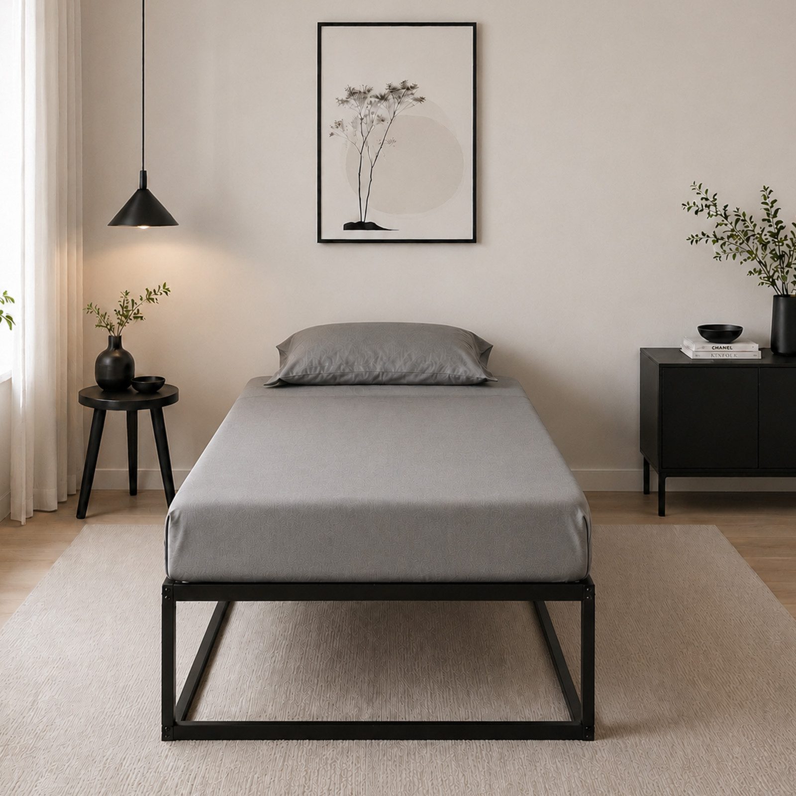 HomeGuru Bettgestell Bett mit Stauraum, robustem Stahlgestell und modernem Design