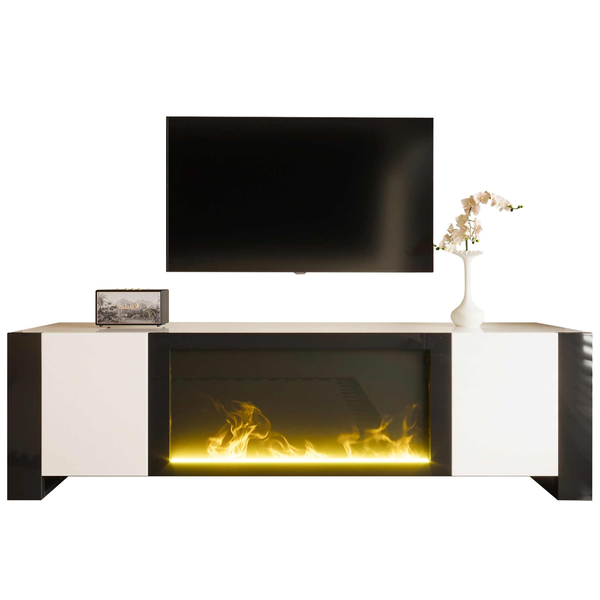 OKWISH Lowboard TV-Schrank mit Dekorativem Elektrokamin günstig online kaufen