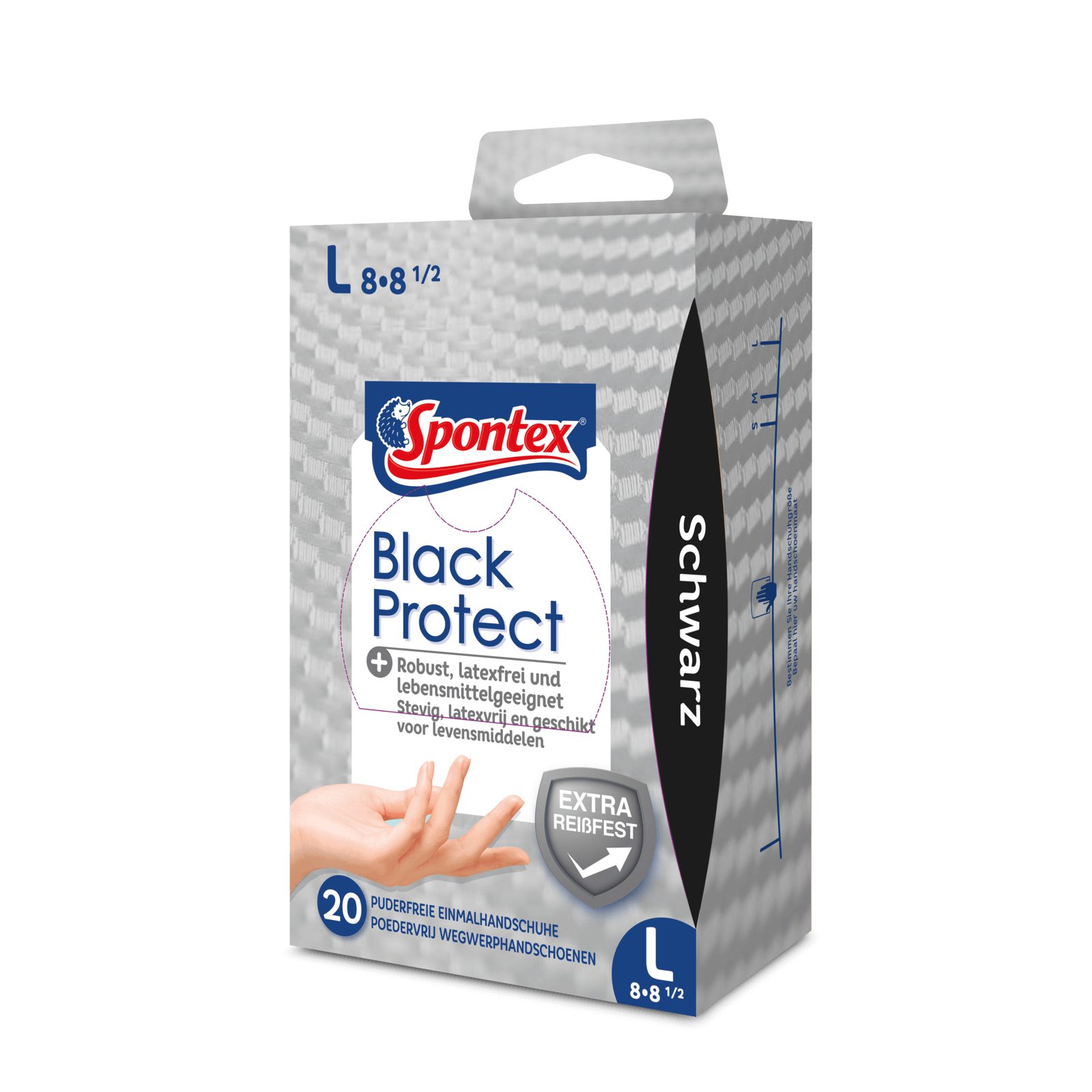 Black puderfrei SPONTEX Einweghandschuhe Nitrilhandschuh, (Spar-Set) Protect, Spontex Einmalhandschuhe