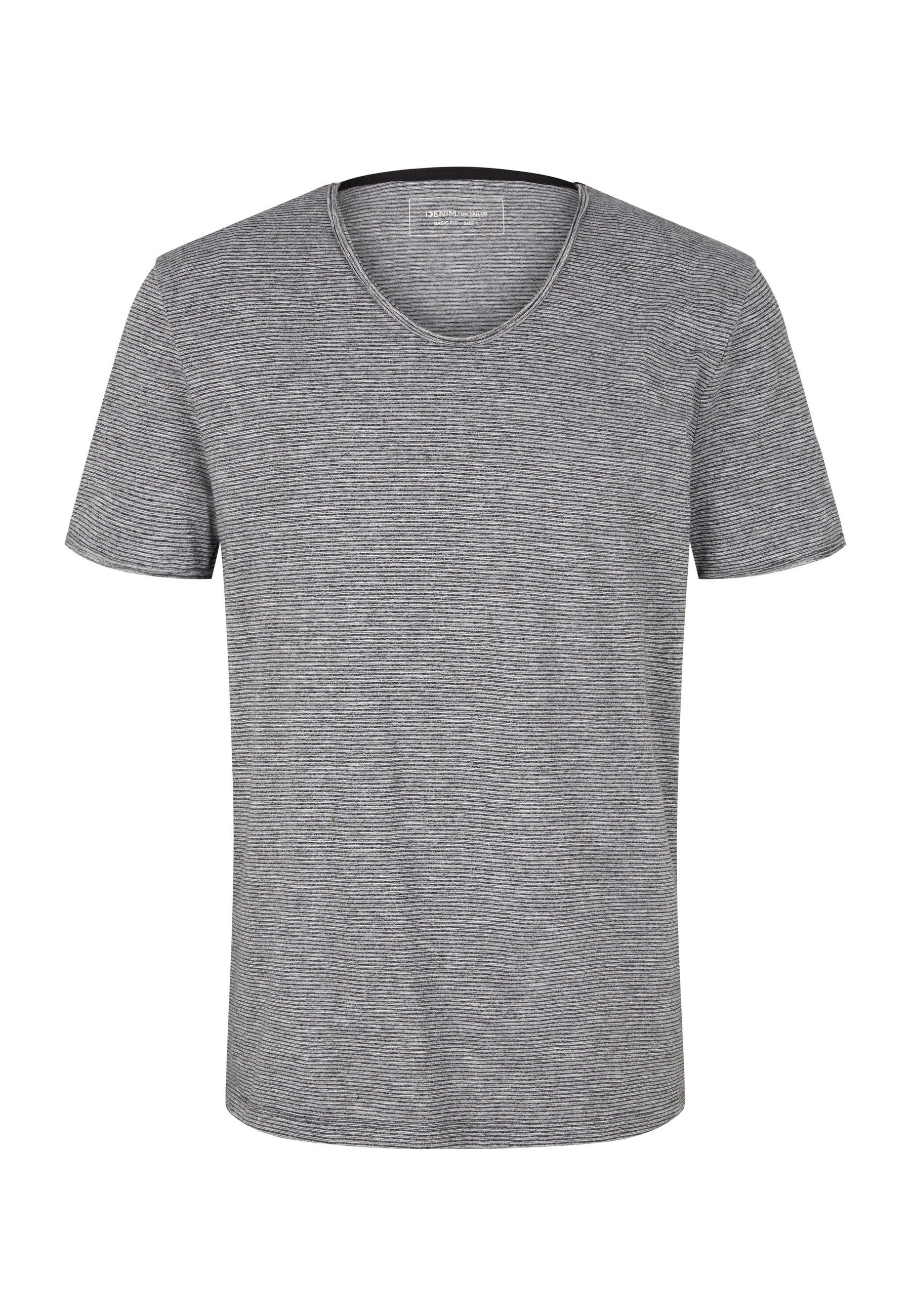 TOM TAILOR T-Shirt T-Shirt Kurzarmshirt gestreift (1-tlg) schwarz