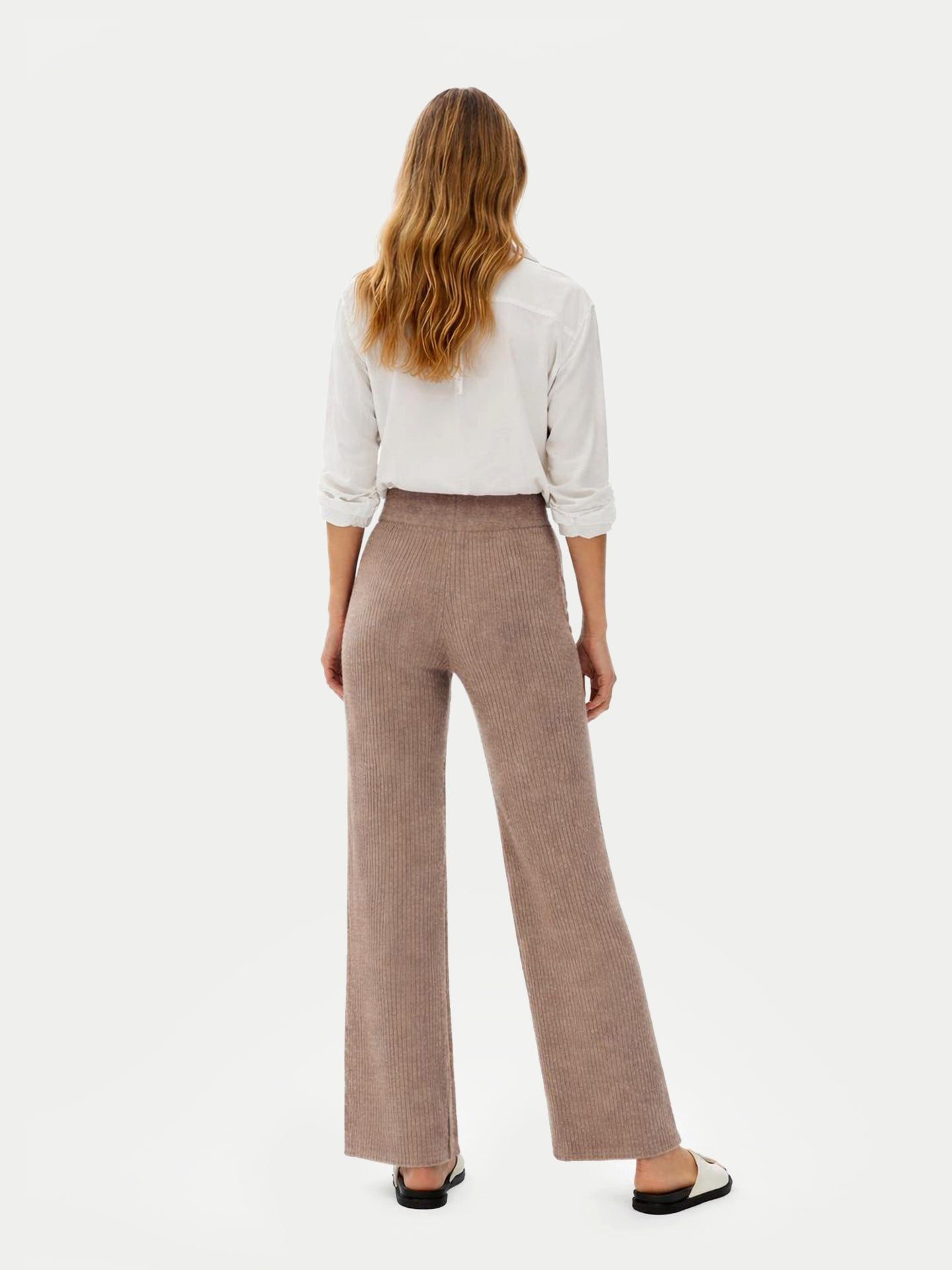 GOBI Cashmere Strickhose Naturfarbe Lässige Kaschmirhose