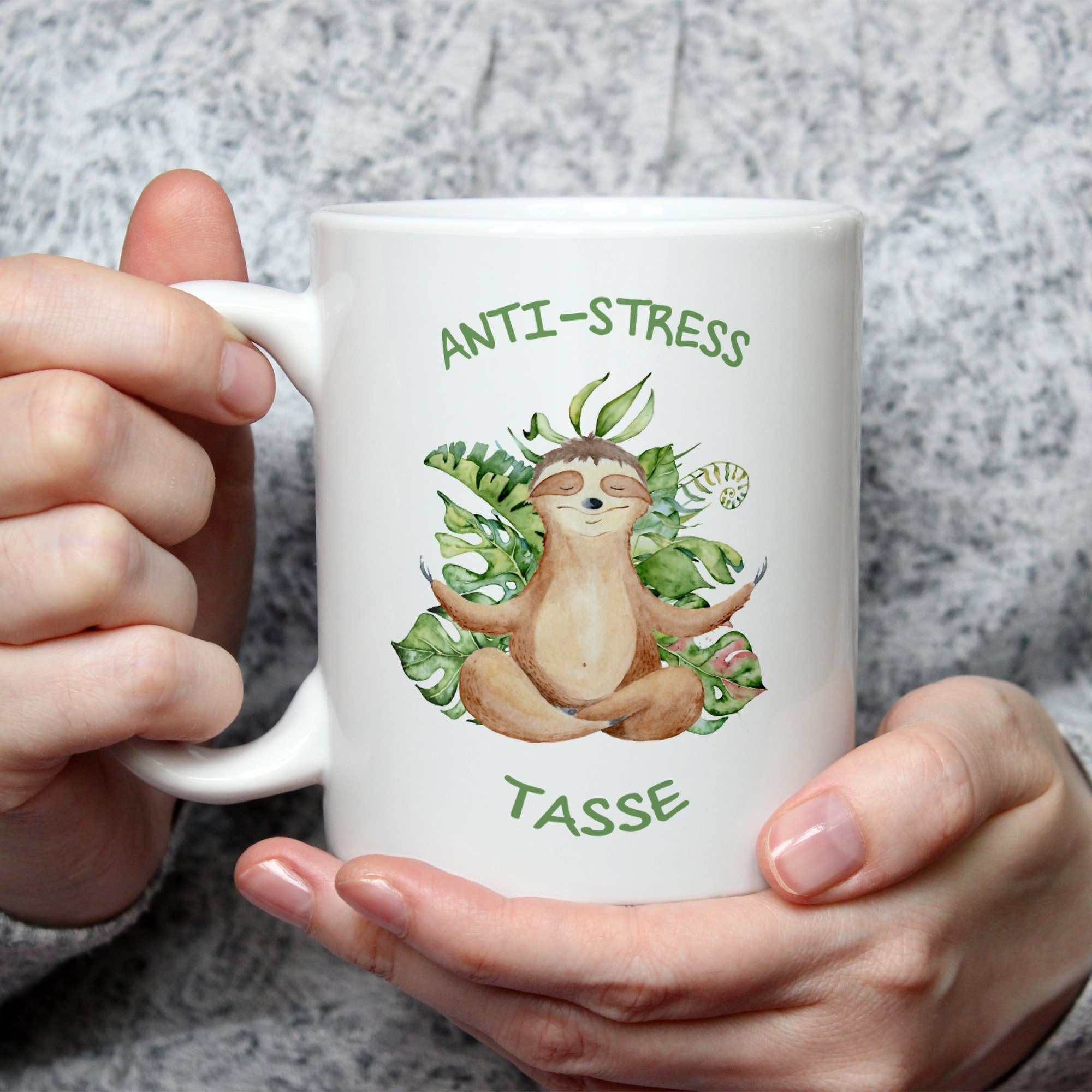 Weiß lustige Keramik, Ihn Faultiermotiv Spruchtasse - mit Tasse & Spruch mit Tasse, für Bedruckte GRAVURZEILE Anti-Stress Sie Tasse