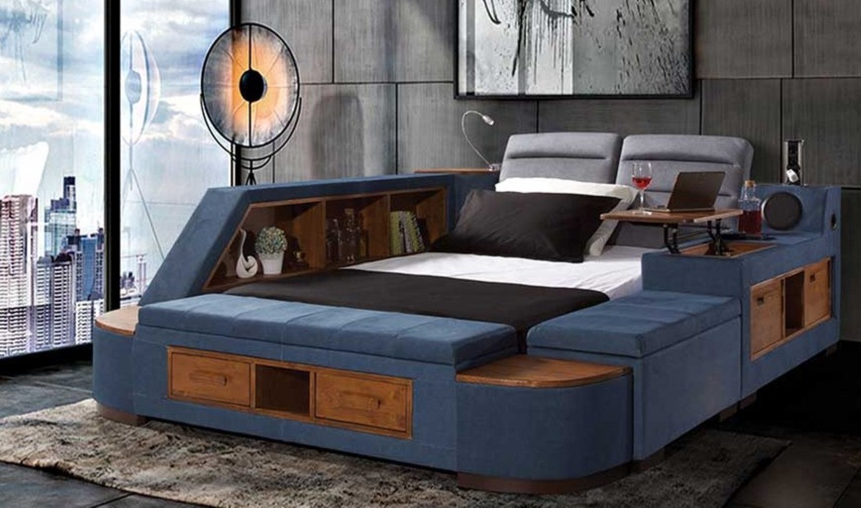 Xlmoebel Multimediabett Vielseitiges Bett mit Doppelbettfunktion, modernem Bettrahmen (1-tlg., Bett), Hergestellt in Europa