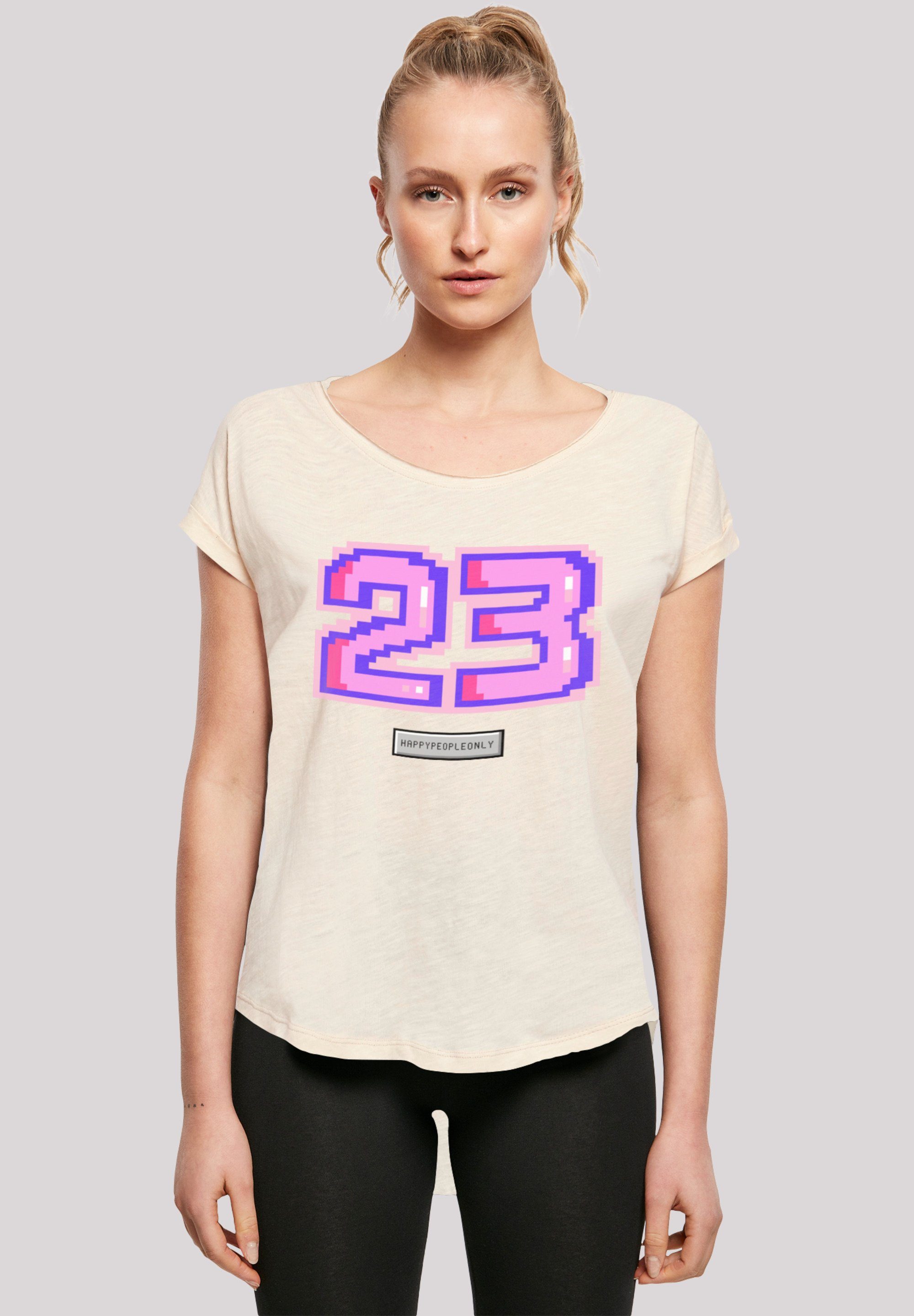 F4NT4STIC T-Shirt Pixel 23 Hinten lang Print, Damen T-Shirt pink geschnittenes extra