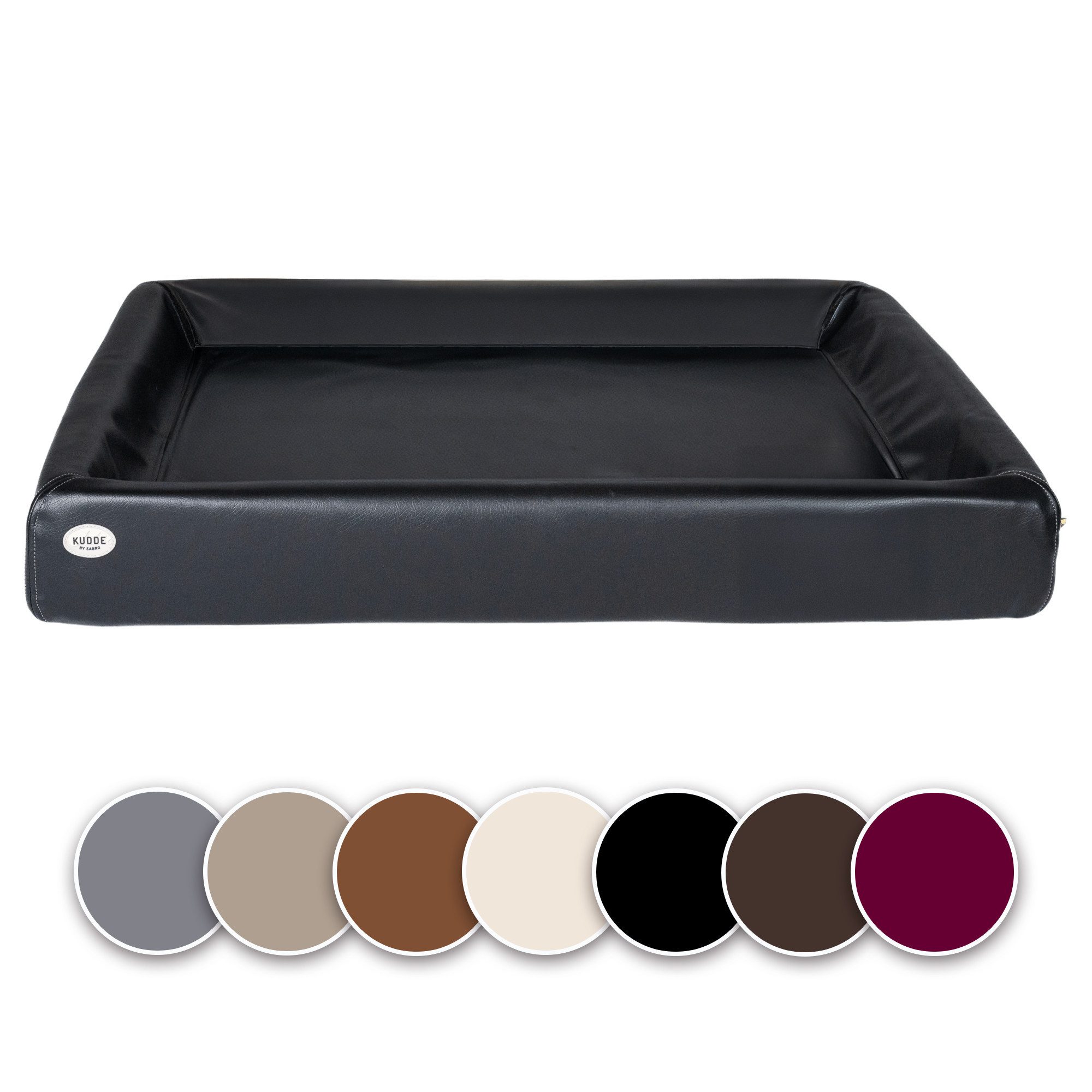 SABRO Hundekorb KUDDE Orthopädisch - Waschbar & Wasserabweisend - Ergonomisch aus, Kunstleder, Premium Hundebett mit wechselbarem Bezug für jede Hundegröße