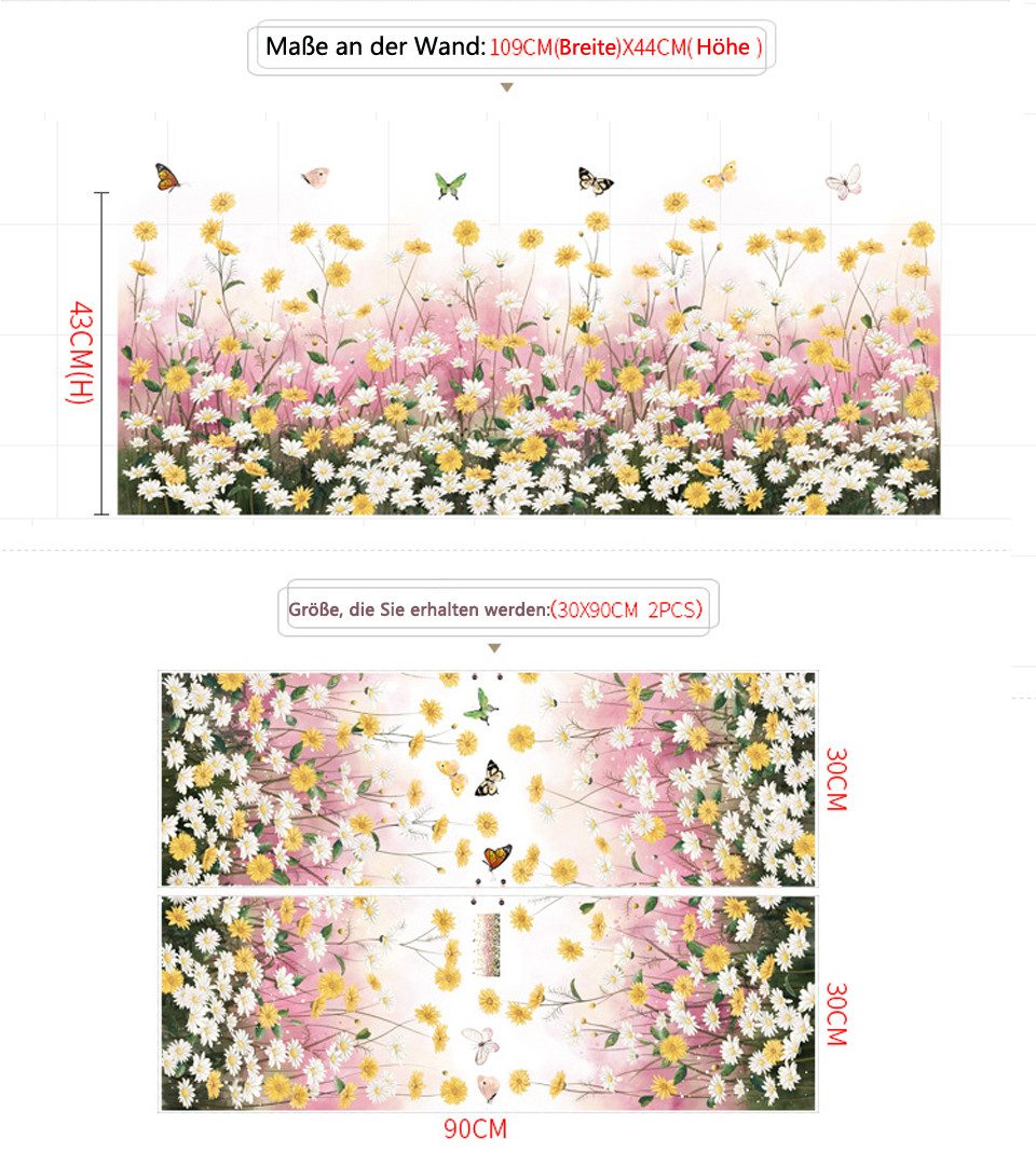 Coonoor Wandtattoo Blumen Wandaufkleber Wildblume Wandsticker günstig online kaufen