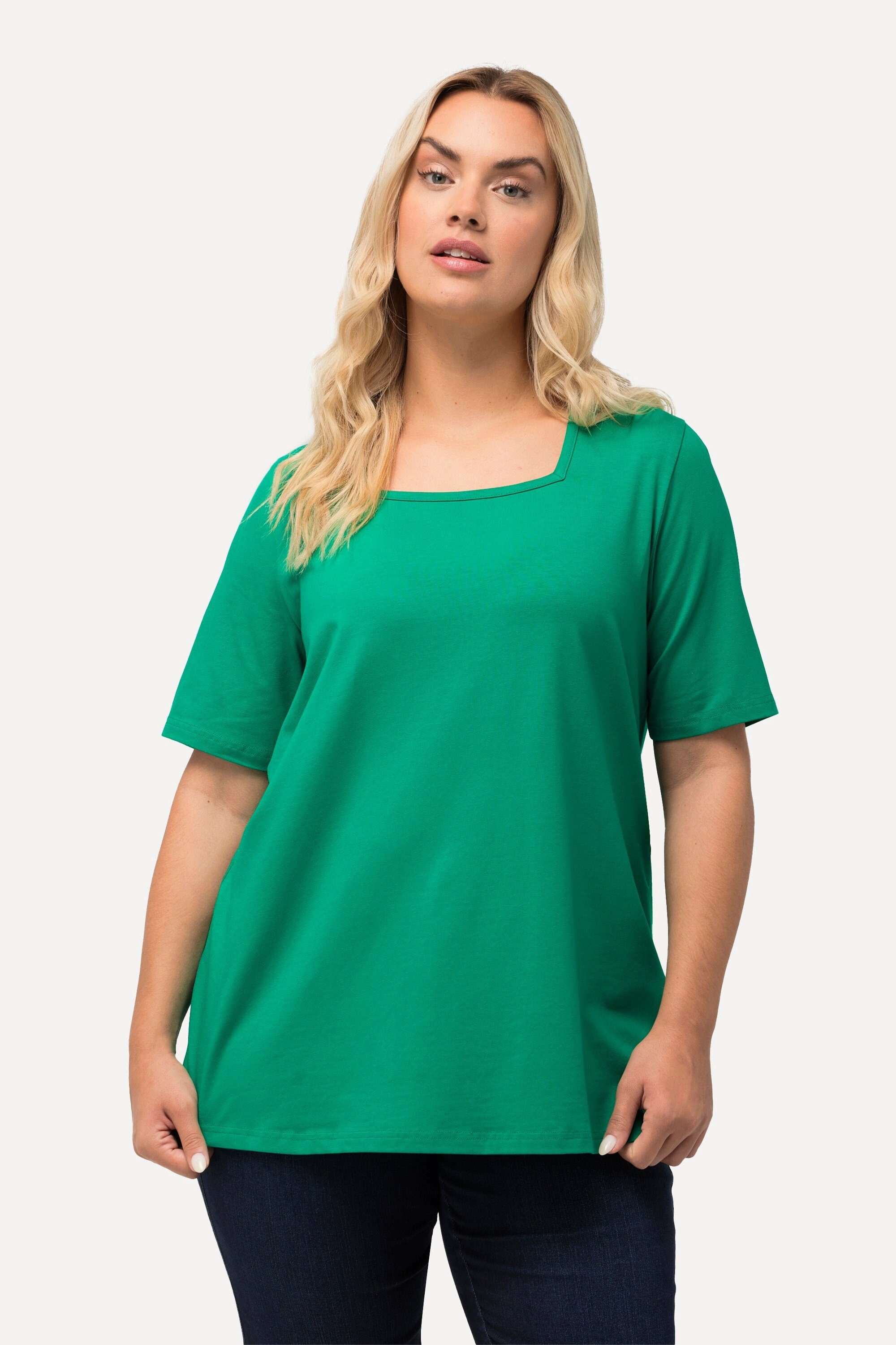 Ulla Popken T-Shirt T-Shirt A-Linie Carré-Ausschnitt Halbarm günstig online kaufen
