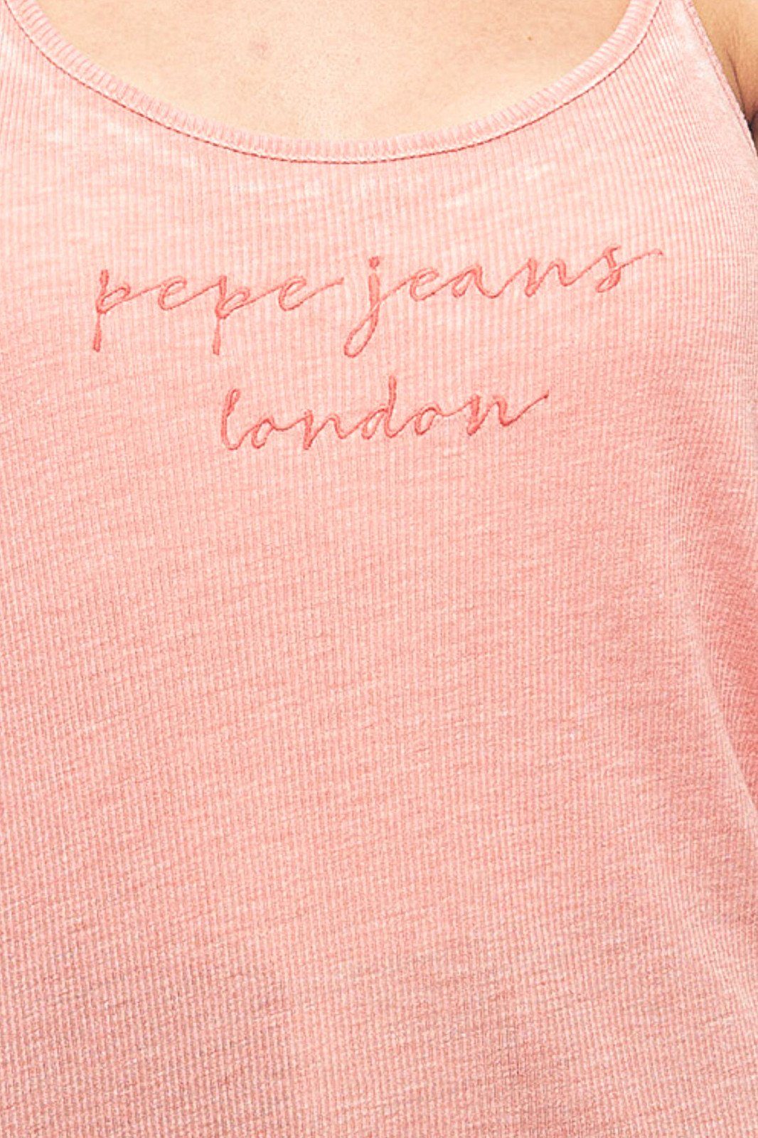 leichtes Rundhalsshirt Jeans Sommer-Shirt Pepe Freizeit-Top mit Damen Pepe Jeans Spaghetti-Trägern Shirt Koralle