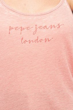 Pepe Jeans Rundhalsshirt Pepe Jeans Shirt leichtes Damen Freizeit-Top mit Spaghetti-Trägern Sommer-Shirt Koralle