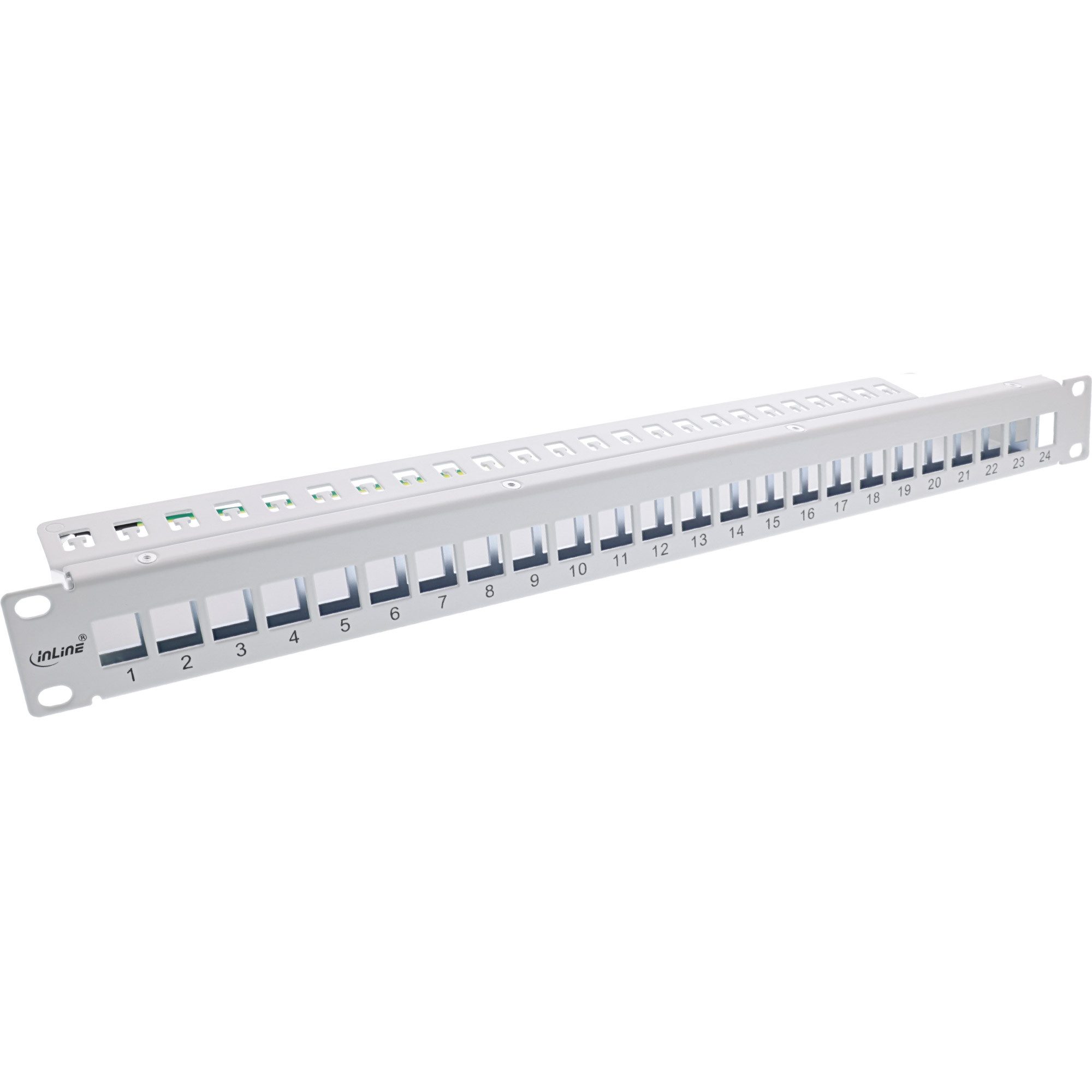 24-fach, Keystone Leerblech Patchpanel, 19", 1HE, lichtgrau Netzwerk-Patch-Panel